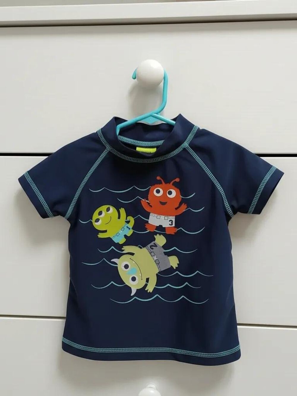 Sesame Street Dark Blue Short Sleeve Swim Rash Guard 24 Months